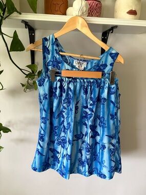 Blue Floral Sleeveless Top & Shorts